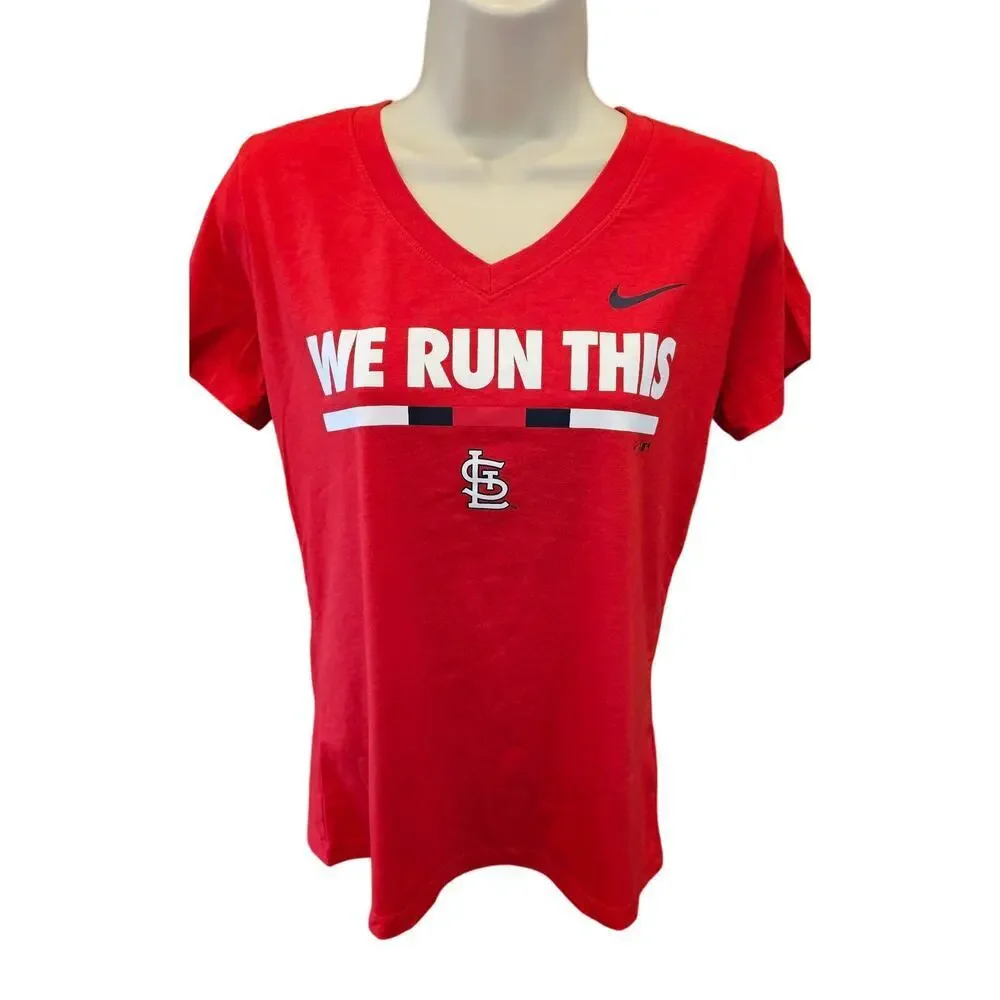 Nike Louisville slugger baseball we run this game day womens v neck top EUC S
